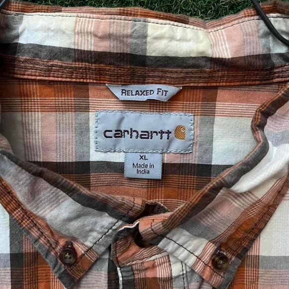 Carhartt Relaxed Fit Plaid Button Down Short Sleeve Shirt - Picture 4 of 6